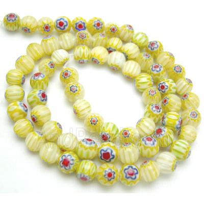 16" String of Round Millefiori Glass-Single flower