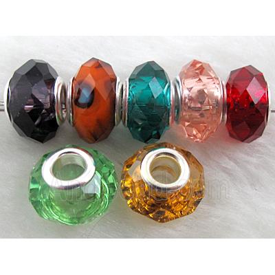 crystal glass beads, faceted rondelle, mixed color