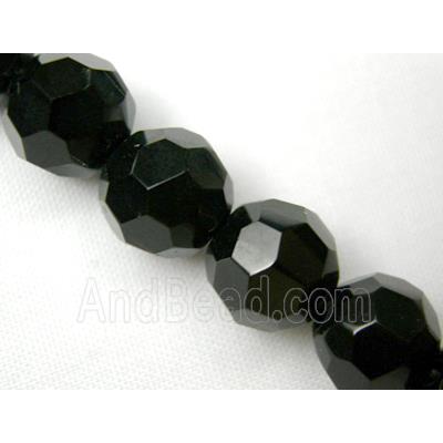 jet Glass Beads, faceted round
