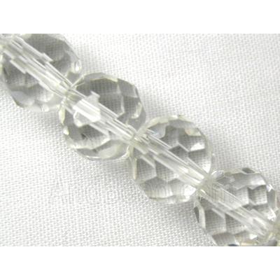 faceted round Glass Beads, clear