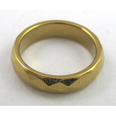Magnetic Hematite Ring, gold