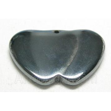 Black Hematite Double-Heart Pendant With Hole