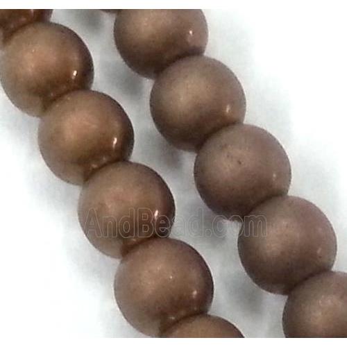 round matte Hematite beads, no-Magnetic, coffee electroplated