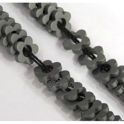 matte Hematite beads, no-magnetic, flower