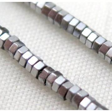 Hematite bead, rondelle, platinum electroplated