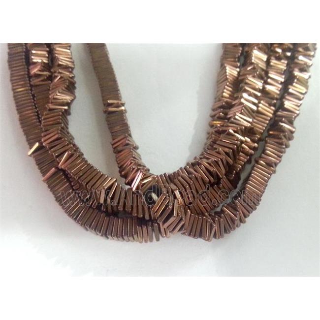 Hematite square beads, coffee electroplated