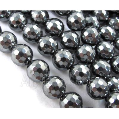 faceted round black Magnetic Hematite Beads