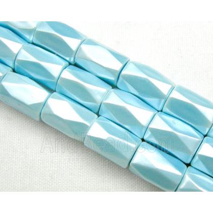 magnetic Hematite Beads, faceted tube, aqua