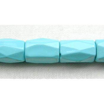 magnetic Hematite Beads, faceted tube, turquoise blue
