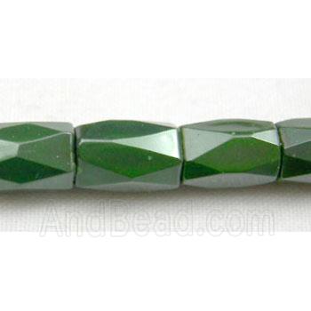 magnetic Hematite Beads, faceted tube, deep green