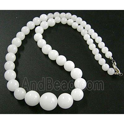 Jade Necklace, Round beads, ivory white