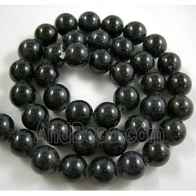Jade beads, Round, jet
