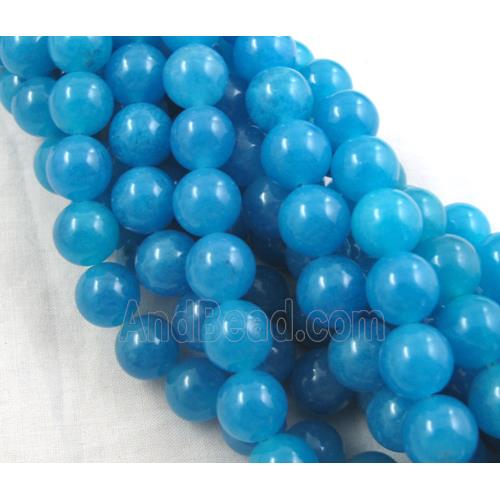 Jade beads, Round, blue