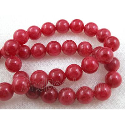 Jade beads, Round, Red