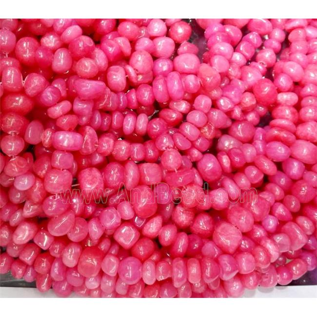 red jade beads, freeform chips, stabile
