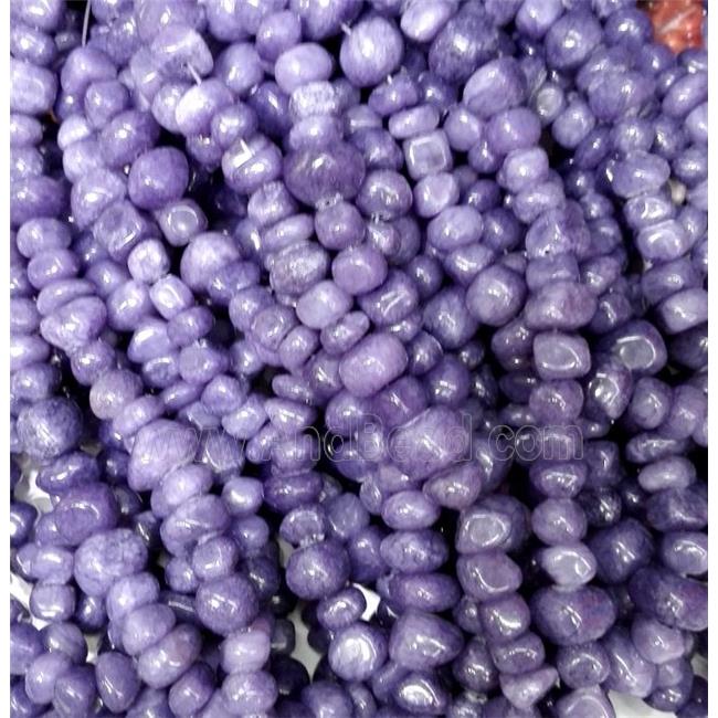 purple jade beads, freeform chips, stabile