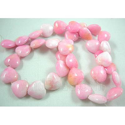 Jade beads, heart, pink