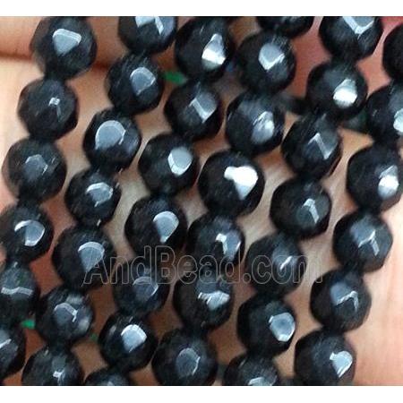 black jade beads, faceted round