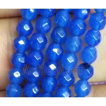 deep-blue jade bead, faceted round
