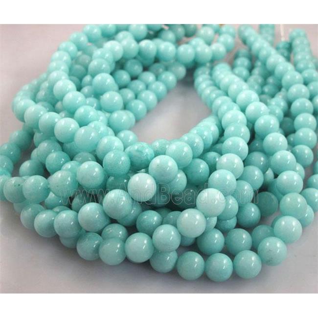 aqua Quartzite Jade beads, round