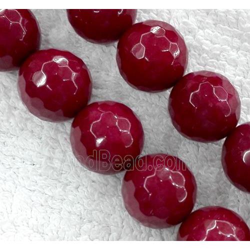 Red Jade Beads, Dye, stabile, faceted round
