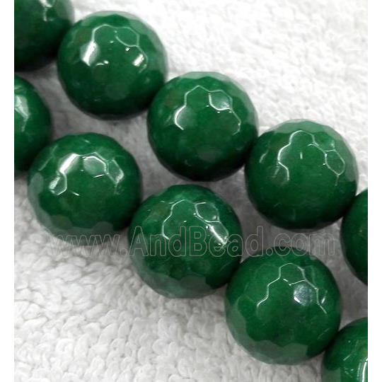 jade bead, stabile, faceted round, rich green