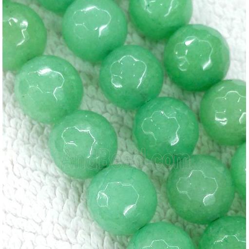 green Jade Beads, stabile, faceted round