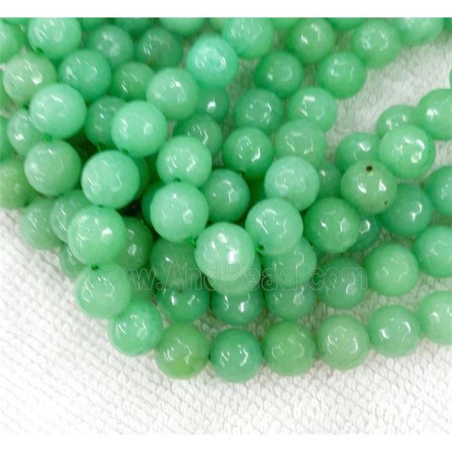 green Jade Beads, stabile, faceted round