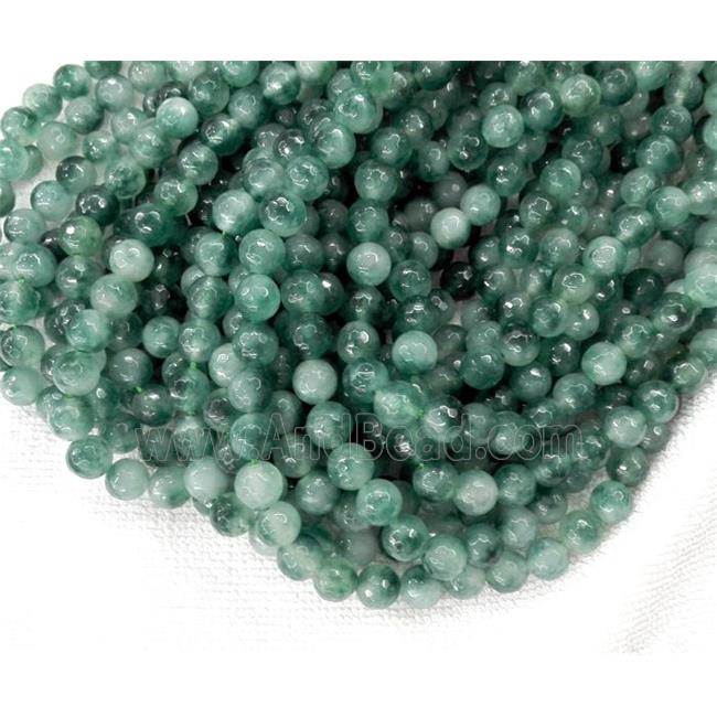 green Jade Beads, stabile, faceted round