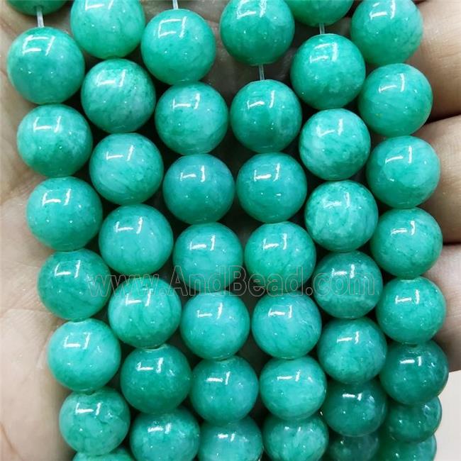 Natural Honey Jade Beads Smooth Round Green Dye