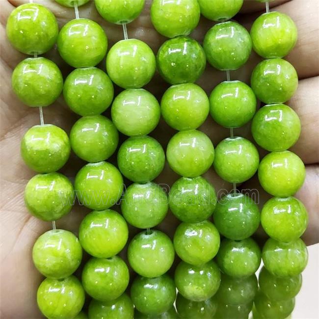 Natural Honey Jade Beads Smooth Round Olive Dye