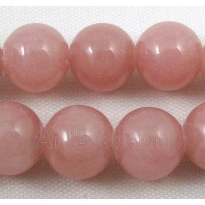 lt.red jade beads, round, stabile