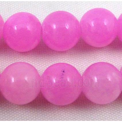 hotpink jade beads, round, stabile