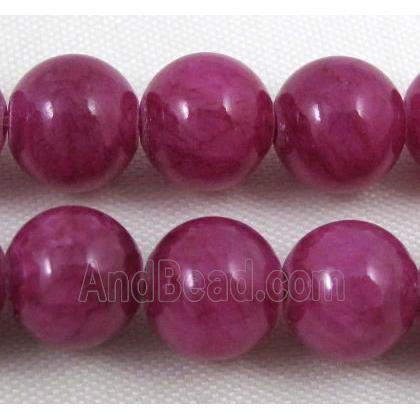 deep hotpink jade beads, round, stabile