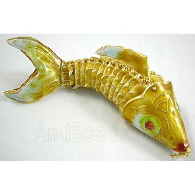 Cloisonne Brass Pendant Goldfish Yellow