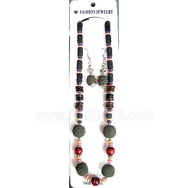 Handmade Lave Necklace and earring