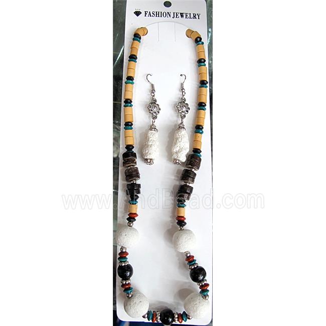 Handmade Lave Necklace and earring