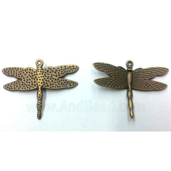 Tibetan silver dragonfly pendant, non-nickel, bronze
