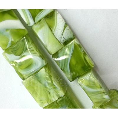 Plated Lampwork glass bead, rectangle