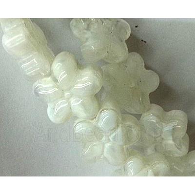 Plated lampwork glass bead, star, white
