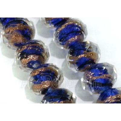 Lampwork glass bead, faceted wheel, blue