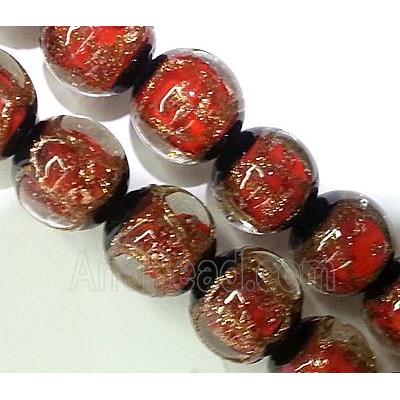 lampwork glass bead, round, red
