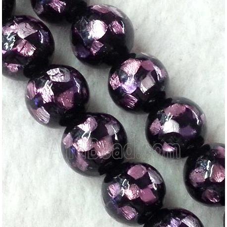 lampwork bead within silver foil, round