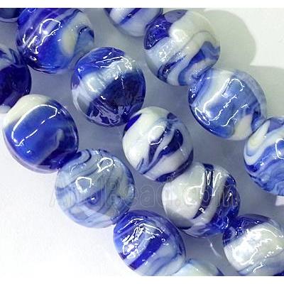 plated Lampwork glass bead, blue