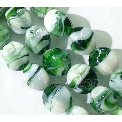 plated Lampwork glass bead, green