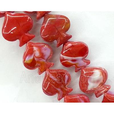 plated Lampwork glass bead, heart, red