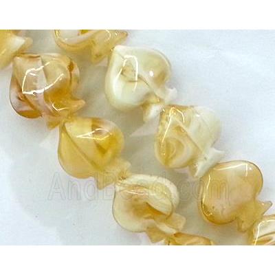 plated Lampwork glass bead, heart, yellow