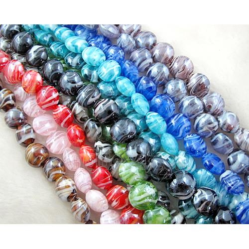 Lampwork glass bead, flat round, Mix color