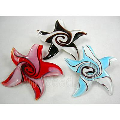 Swirl Starfish Lampwork Glass Pendants