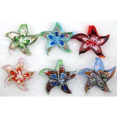 murano style glass lampwork pendant, starfish, mixed color